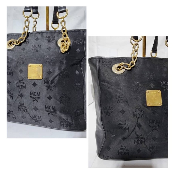 Authentic MCM Vintage Visetos Nylon Shopping Tote Bag Black - Picture 6 of 15